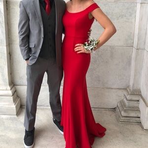 Red Off The Shoulder Prom Dress